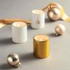 imageThymes Frasier Fir Votive Candles  Gilded Collection  Crisp JustCut Forest Fragrance  Set of Three Holiday Candles  Wood Grain Gold and White  Gifts for Women ampamp Men 3 oz Each Pack of 3