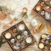 imageThymes Frasier Fir Votive Candles  Gilded Collection  Crisp JustCut Forest Fragrance  Set of Three Holiday Candles  Wood Grain Gold and White  Gifts for Women ampamp Men 3 oz Each Pack of 3