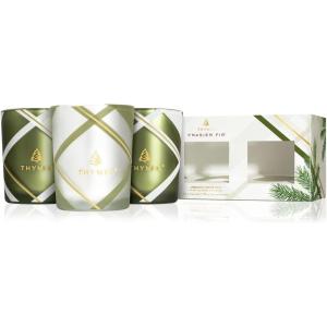 imageThymes Aromatic Votive Trio  Set of Three Votive Candles  Luxury Home Fragrance  Scented Candles with Notes of Crisp Siberian Fir Cedarwood ampamp Sandalwood  Frosted Plaid Frasier Fir 2 oz Each
