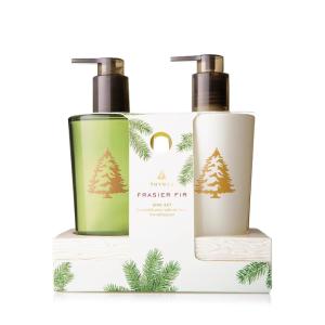 imageThymes Frasier Fir Sink Set  Hand Soap and Lotion in Pump Bottles with Sink Caddy  Holiday Gift Set  825 fl oz