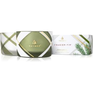 imageThymes Frosted Plaid Frasier Fir Candle Set  Scented Candle Set with Notes of Crisp Siberian Fir Cedarwood and Sandalwood  Luxury Home Fragrance  3 Oz 2 Pack