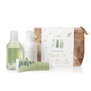 imageThymes Travel Set and Beauty Bag  Contains Body Wash Body Lotion ampamp Hand Cream  EucalyptusEucalyptus