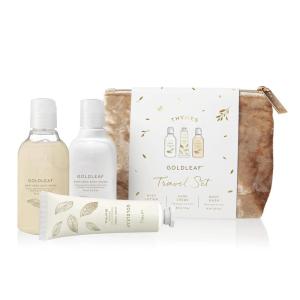 imageThymes Travel Set and Beauty Bag  Contains Body Wash Body Lotion ampamp Hand Cream  EucalyptusGoldleaf