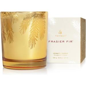 imageThymes Frasier Fir Candle  Pine Needle Design  Holiday Scented Candle  Notes of Crisp Siberian Fir Cedarwood ampamp Sandalwood  Luxury Home Fragrance Gifts for Women ampamp Men  Silver Statement 2 ozGold