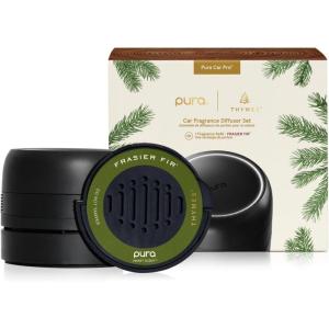 imageThymes Frasier Fir Pura Car Diffuser  Pura Car Air Freshener with Refill  Frasier Fir Diffuser Refill with Notes of Crisp Siberian Fir Needles Cedarwood ampamp Sandalwood