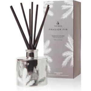 imageThymes Frasier Fir Reed Diffuser Set  Includes Reeds Fragrance Oil and Frosted Glass Bottle  Fragrance Oil Diffuser  Room Fresheners  Luxury Home Decor  Green ampamp Clear Pine Needle 4 fl ozSilver