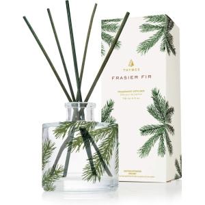 imageThymes Frasier Fir Reed Diffuser Set  Includes Reeds Fragrance Oil and Frosted Glass Bottle  Fragrance Oil Diffuser  Room Fresheners  Luxury Home Decor  Green ampamp Clear Pine Needle 4 fl ozGreen Glass