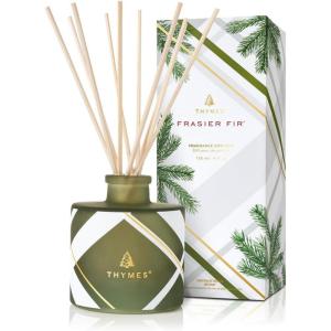 imageThymes Frasier Fir Reed Diffuser Set  Includes Reeds Fragrance Oil and Frosted Glass Bottle  Fragrance Oil Diffuser  Room Fresheners  Luxury Home Decor  Green ampamp Clear Pine Needle 4 fl ozFrosted Plaid