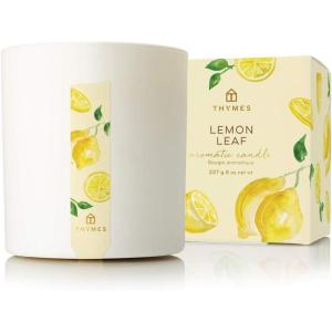 imageThymes Lemon Leaf Candle  8 Oz  Scented Candle for a Fresh Home Fragrance  Aromatherapy Candle in Glass Jar  Matte White JarLemon Leaf