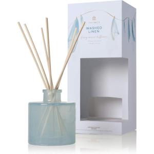 imageThymes Petite Reed Diffuser Set  Includes Rattan Wood Sticks Fragrance Oil ampamp Glass Bottle  Home Fragrance Oil Diffuser  Luxury Home Decor  Guest Bathroom Essentials Washed Linen 4 fl ozWashed Linen