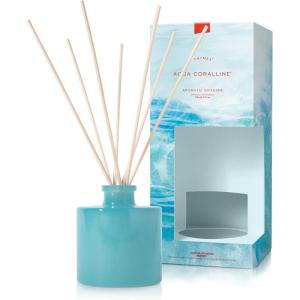 imageThymes Petite Reed Diffuser Set  Includes Rattan Wood Sticks Fragrance Oil ampamp Glass Bottle  Home Fragrance Oil Diffuser  Luxury Home Decor  Guest Bathroom Essentials Washed Linen 4 fl ozAqua Coralline