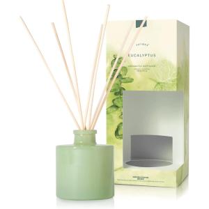 imageThymes Petite Reed Diffuser Set  Includes Rattan Wood Sticks Fragrance Oil ampamp Glass Bottle  Home Fragrance Oil Diffuser  Luxury Home Decor  Guest Bathroom Essentials Washed Linen 4 fl ozEucalyptus