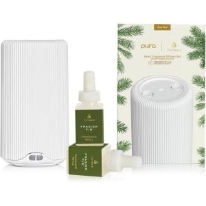 imageThymes Pura Plus Smart Home Fragrance Diffuser Kit  Includes 1 Tabletop Pura Diffuser and 2 Frasier Fir Pura Refills  Notes of Siberian Fir Cedarwood ampamp Sandalwood