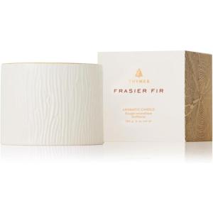 imageThymes Frasier Fir Candle  Gilded Collection  Wood Grain Ceramic Design with 24Karate Gold Rim  Mountain Fresh Fragrance  Elegant Winter Candle Scents  Gifts for Women ampamp Men 3Wick 20 ozFrasier Fir