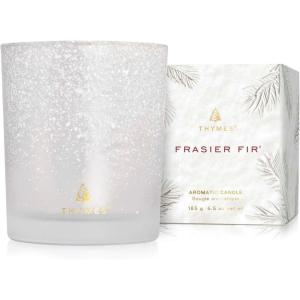 imageThymes Frasier Fir Flocked Jar Candles  Holiday Scented Candles for Home with Notes of Crisp Siberian Fir Cedarwood ampamp Sandalwood  Luxury Home Decor Gifts for Women ampamp Men 65 oz65 oz