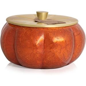 imageThymes Pumpkin Laurel Statement Large Candle  Fall Scented Candle with Notes of Nutmeg Cinnamon Clove Pumpkin and Orange Peel  Luxury Home Fragrance  Burnt Orange PumpkinShaped 15 oz