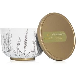 imageThymes Scented Candles for Women ampamp Men  Tin with Lid  Luxury Home Decor  Citronella Candles with Notes of Olive Leaf Lemongrass ampamp Gardenia  Outdoor Decor Citronella Grove 65 oz