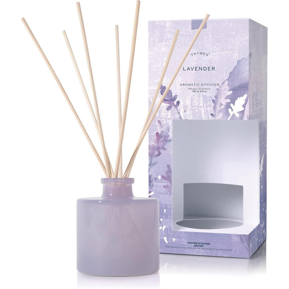 imageThymes Petite Reed Diffuser Set  Includes Rattan Wood Sticks Fragrance Oil ampamp Glass Bottle  Home Fragrance Oil Diffuser  Luxury Home Decor  Bedroom Decor Sienna Sage 4 fl ozLavender